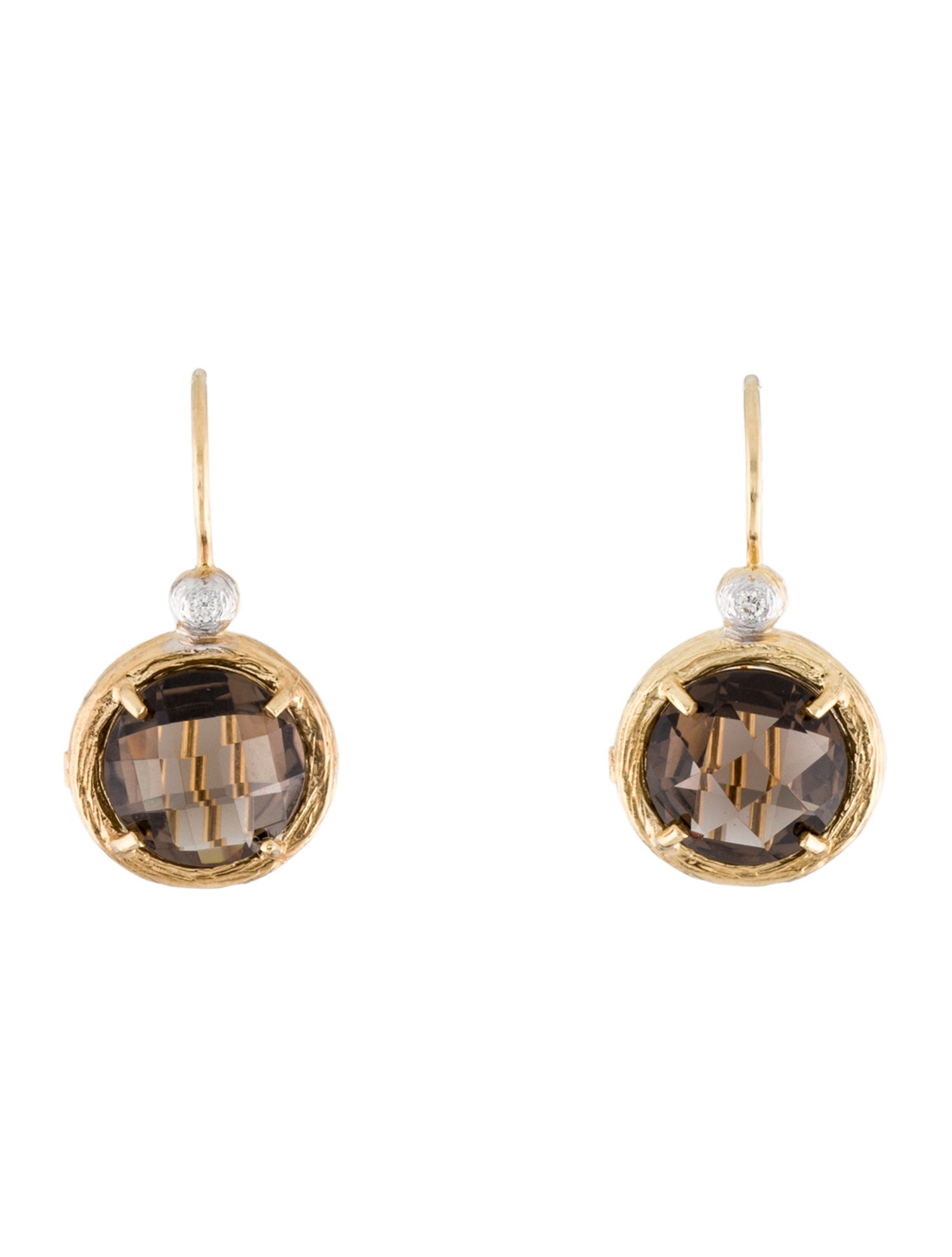 I. Reiss 14K Smoky Quartz & Diamond Drop Earrings