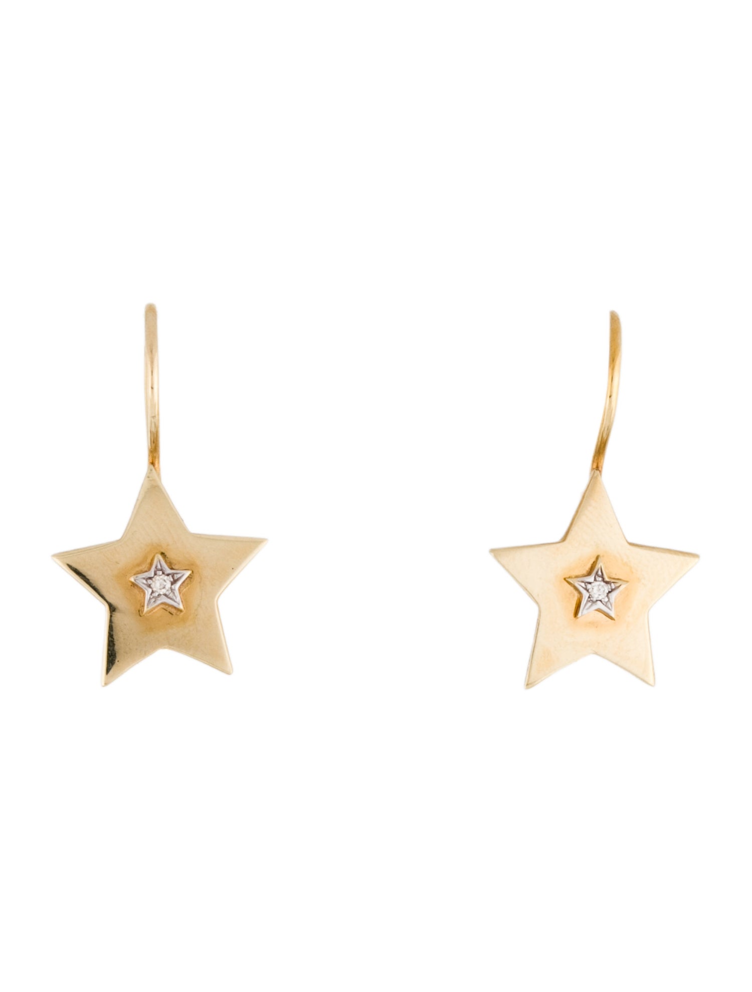 I. Reiss 14K Diamond Star Drop Earrings