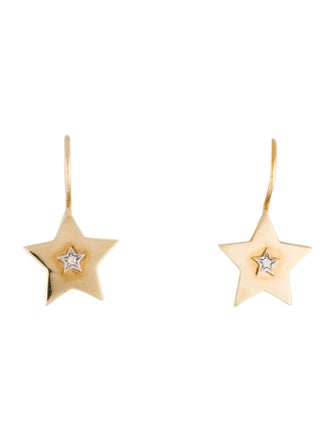 I. Reiss 14K Diamond Star Drop Earrings
