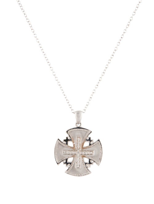 I. Reiss 14K Diamond Jerusalem Cross Pendant Necklace
