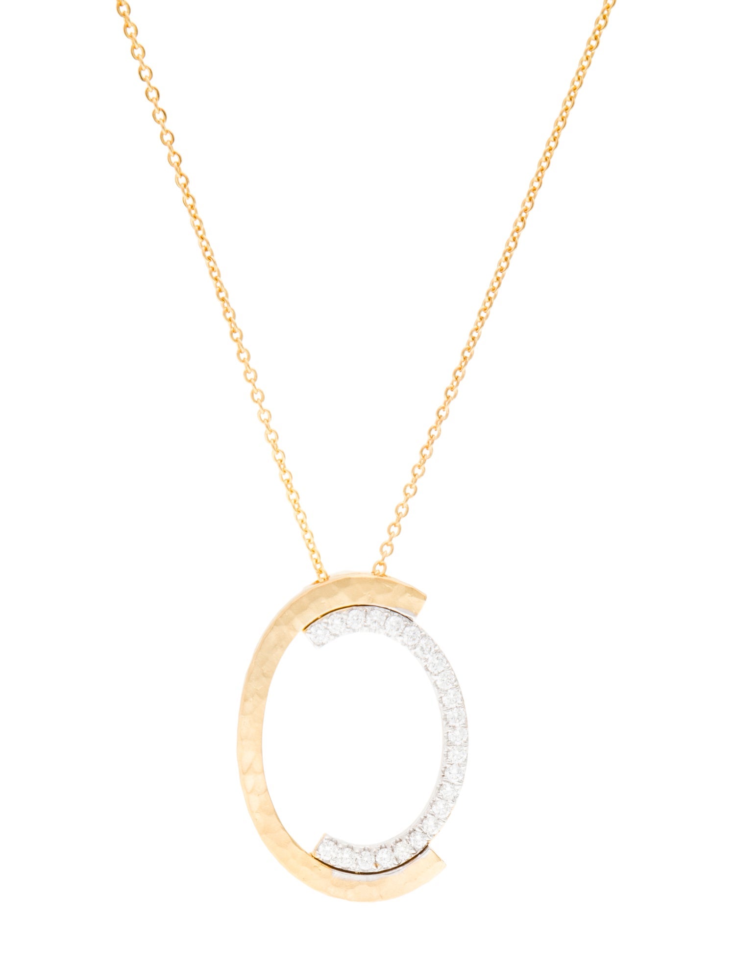 I. Reiss 14K Diamond Large Open Oval Pendant Slide