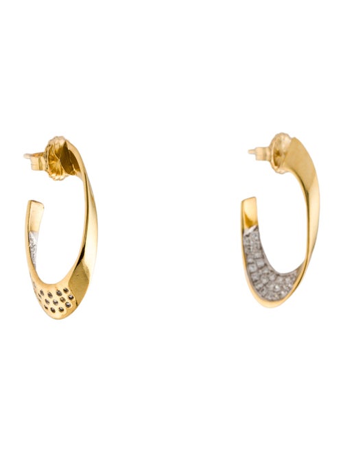 I. Reiss 14K Diamond Oval Cut Hoop Earrings