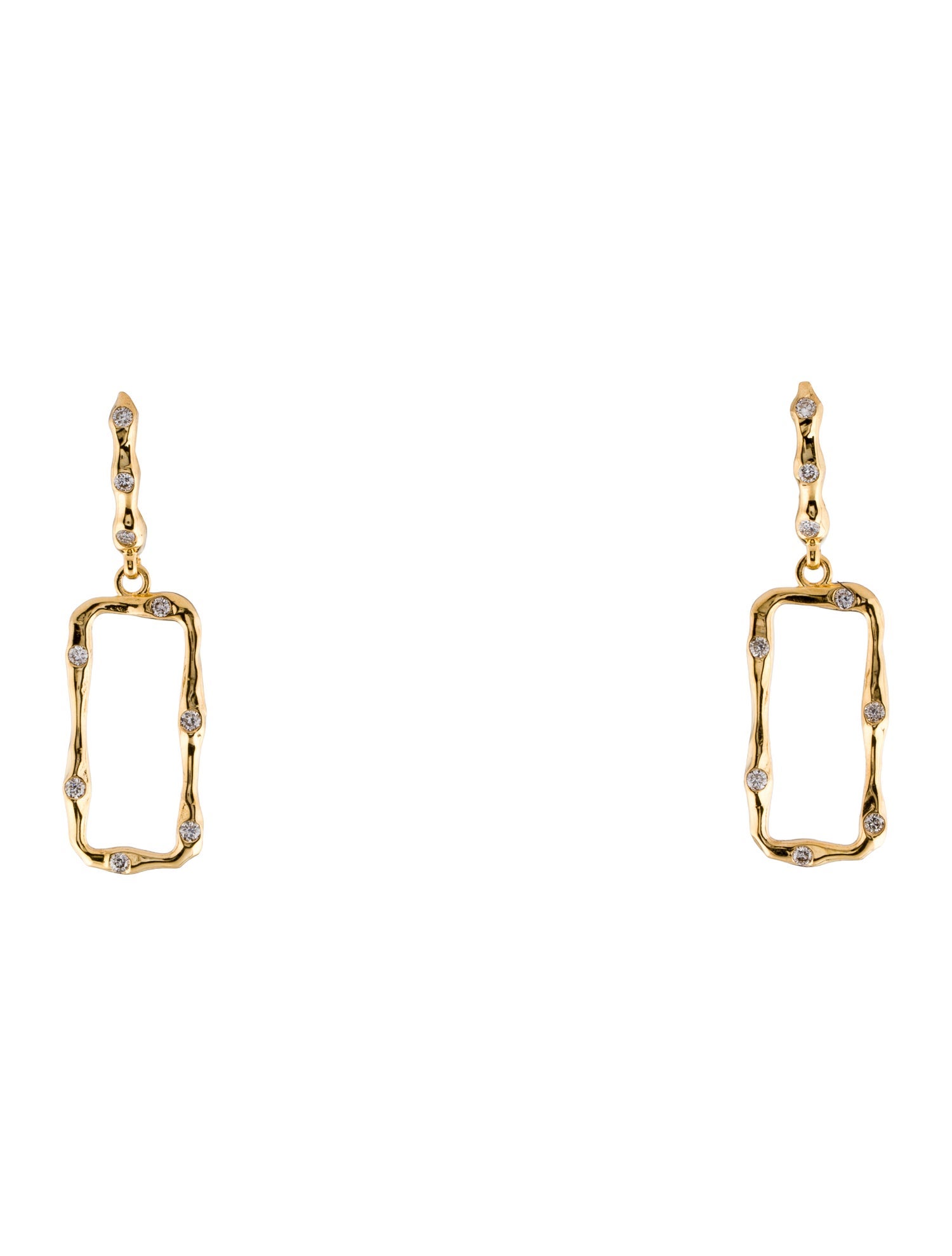 I. Reiss 14K Diamond Open Rectangle Drop Earrings