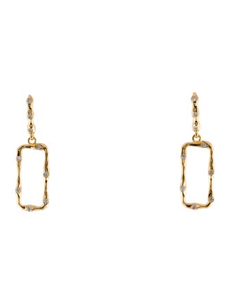 I. Reiss 14K Diamond Open Rectangle Drop Earrings