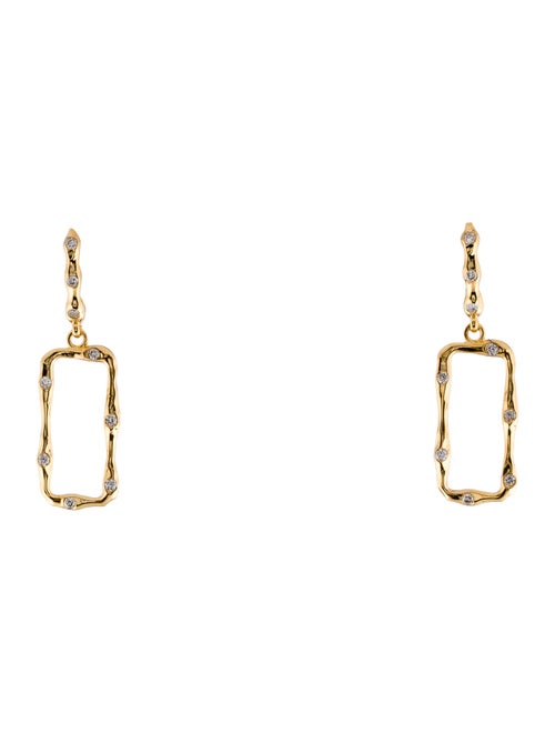 I. Reiss 14K Diamond Open Rectangle Drop Earrings