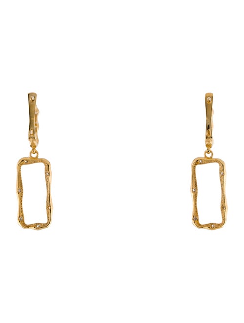 I. Reiss 14K Diamond Open Rectangle Drop Earrings