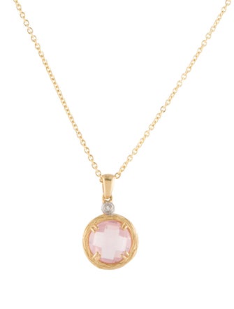 I. Reiss 14K Rose Quartz & Diamond Pendant Necklace