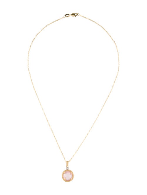 I. Reiss 14K Rose Quartz & Diamond Pendant Necklace