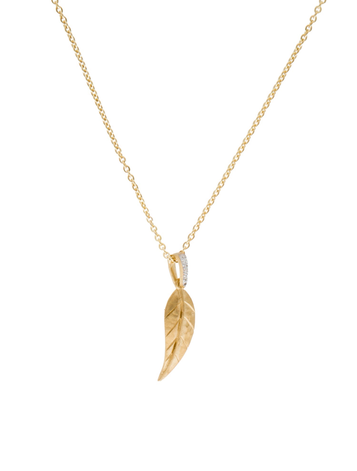 I. Reiss 14K Diamond Leaf Pendant Necklace