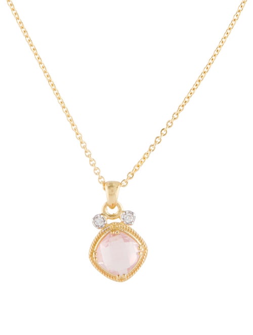 I. Reiss 14K Rose Quartz & Diamond Pendant Necklace