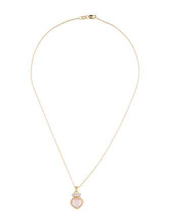 I. Reiss 14K Rose Quartz & Diamond Pendant Necklace