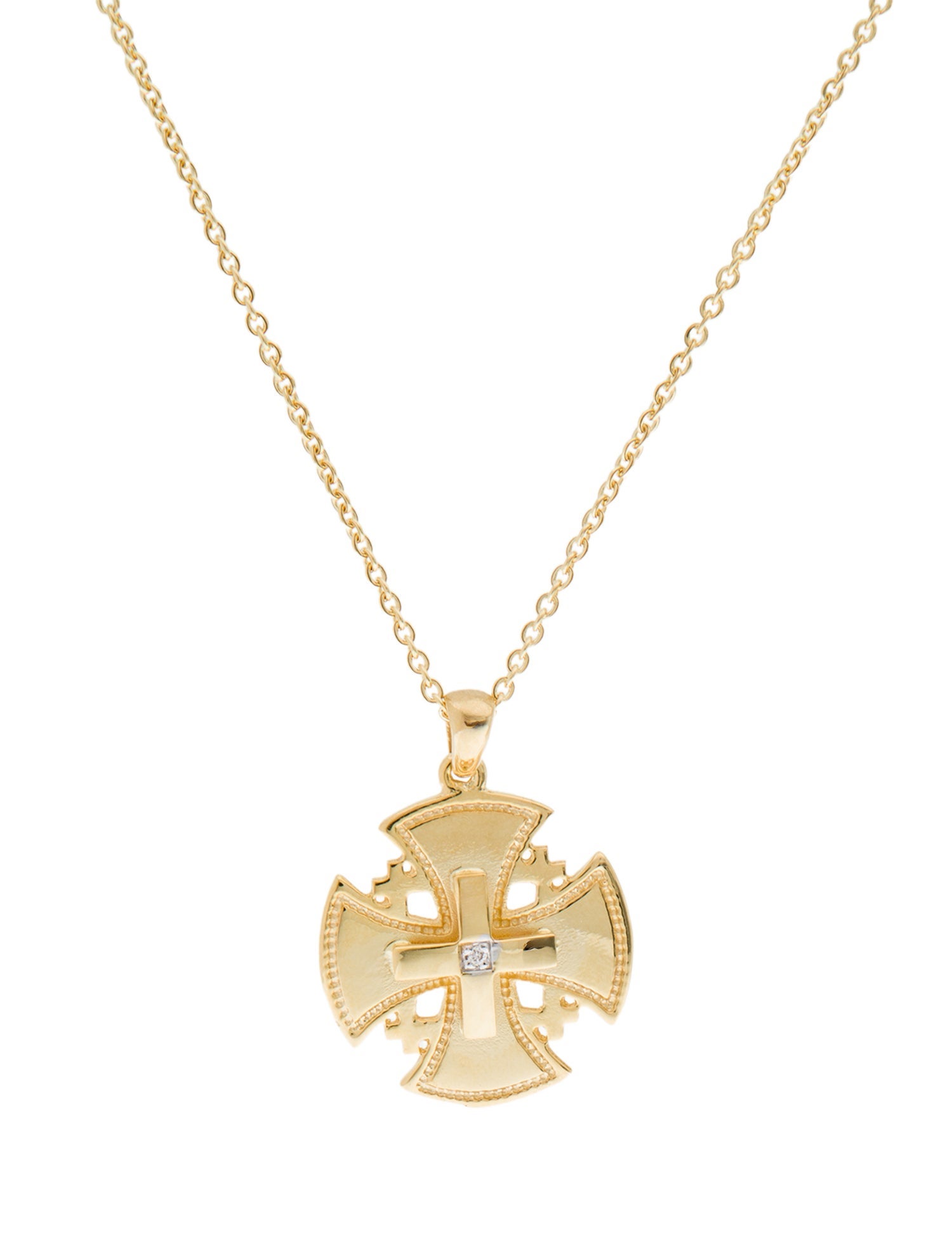 I. Reiss 14K Diamond Jerusalem Cross Pendant Necklace