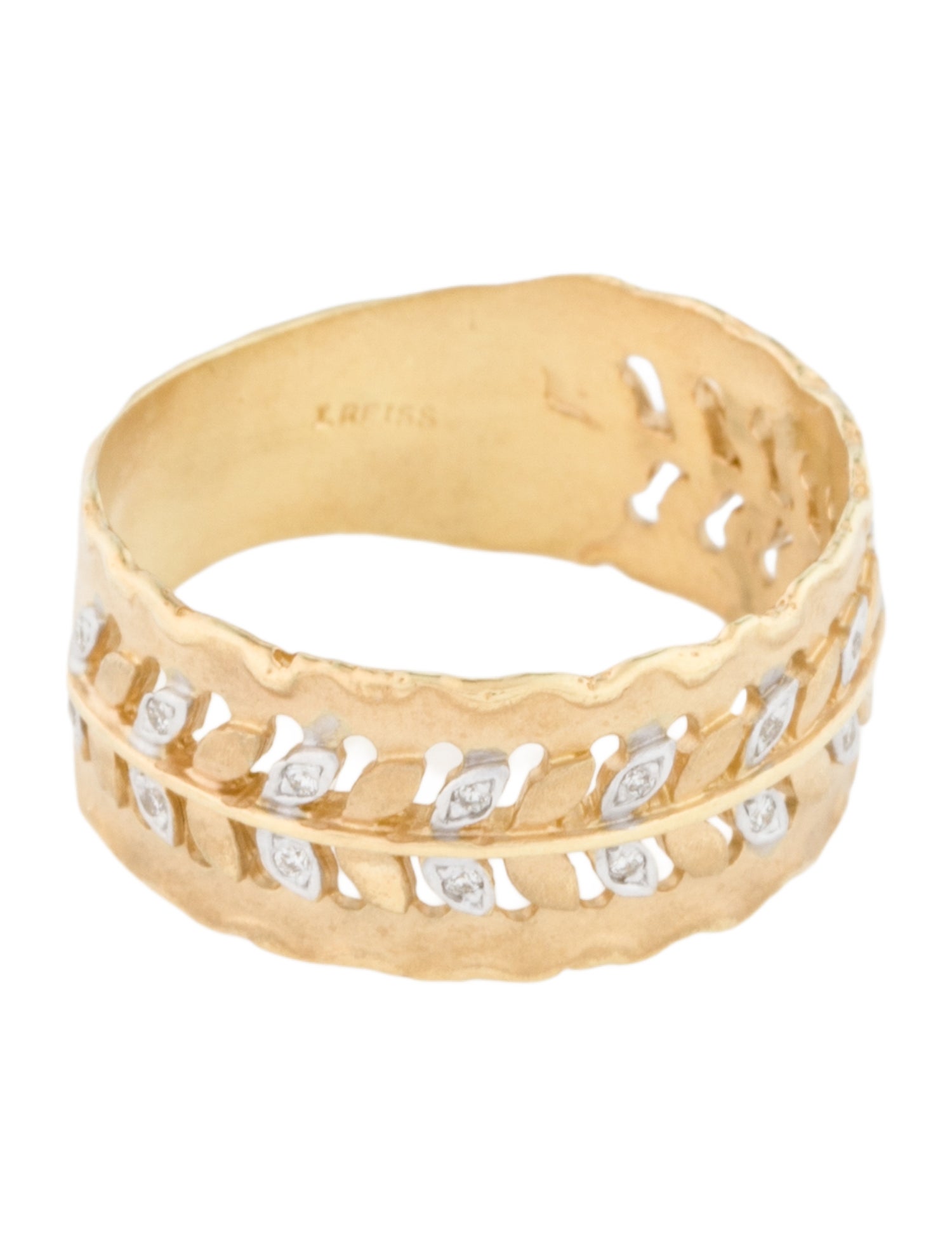 I. Reiss 14K Two-Tone Diamond Leaf Band