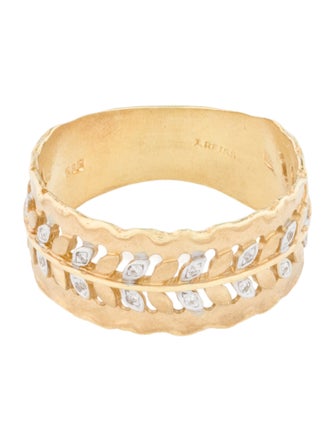 I. Reiss 14K Two-Tone Diamond Leaf Band