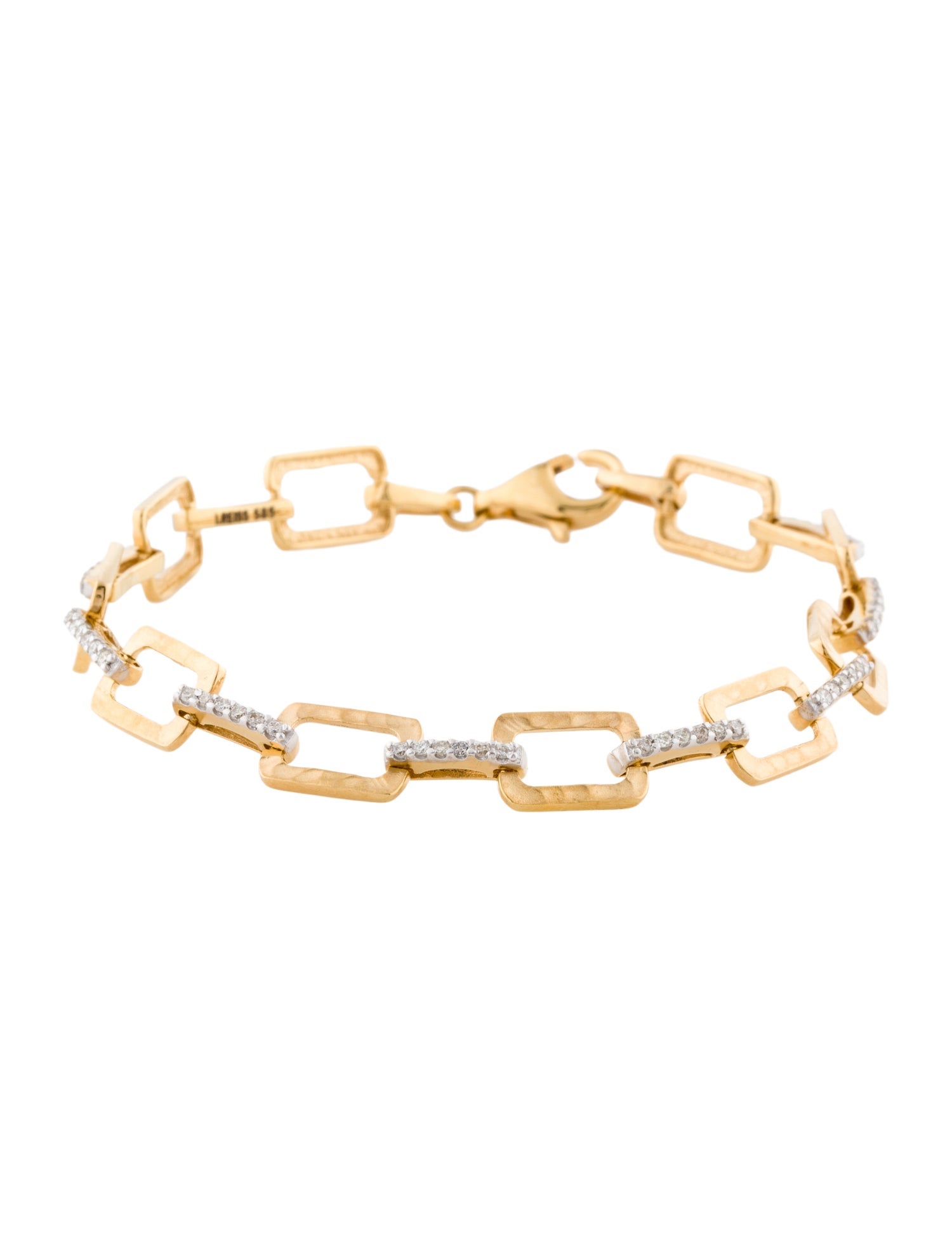 I. Reiss 14K Diamond Open Rectangle Link bracelet