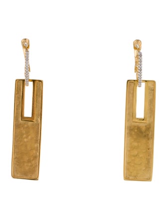 I. Reiss 14K Diamond Rectangle Drop Earrings