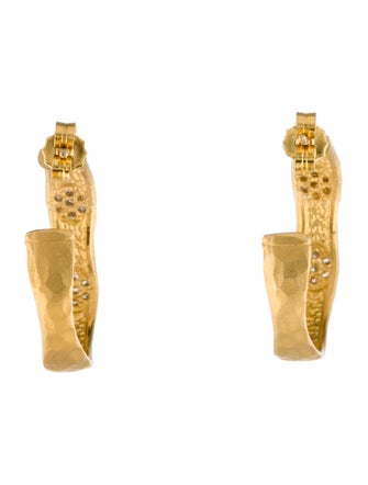 I. Reiss 14K Diamond Hammered Finish Hoop Earrings