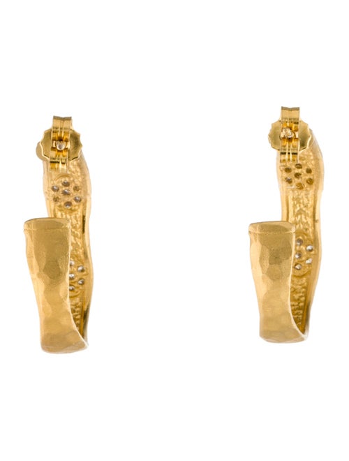 I. Reiss 14K Diamond Hammered Finish Hoop Earrings