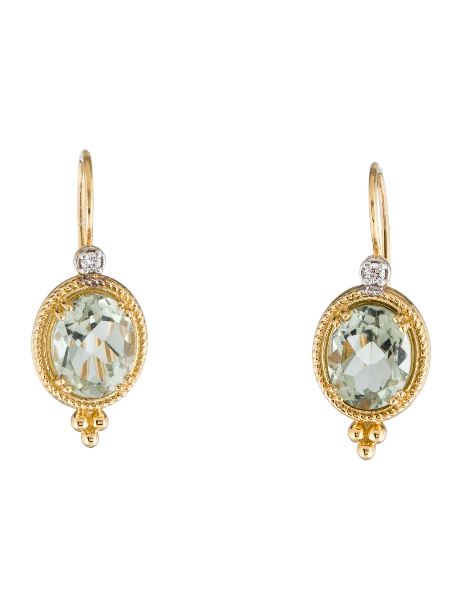 I. Reiss 14K Prasiolite & Diamond Drop Earrings