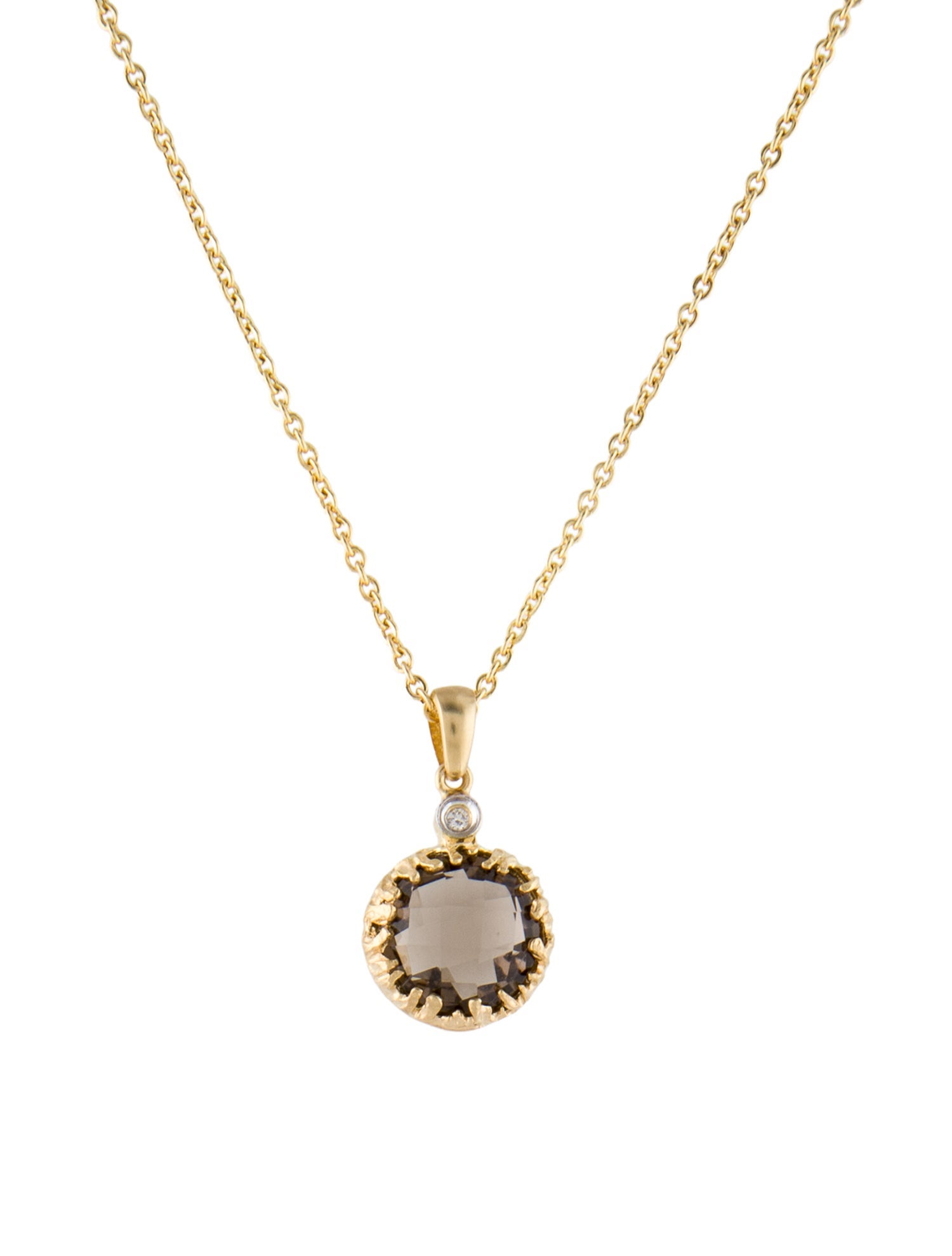I. Reiss 14K Smokey Quartz & Diamond Pendant Necklace