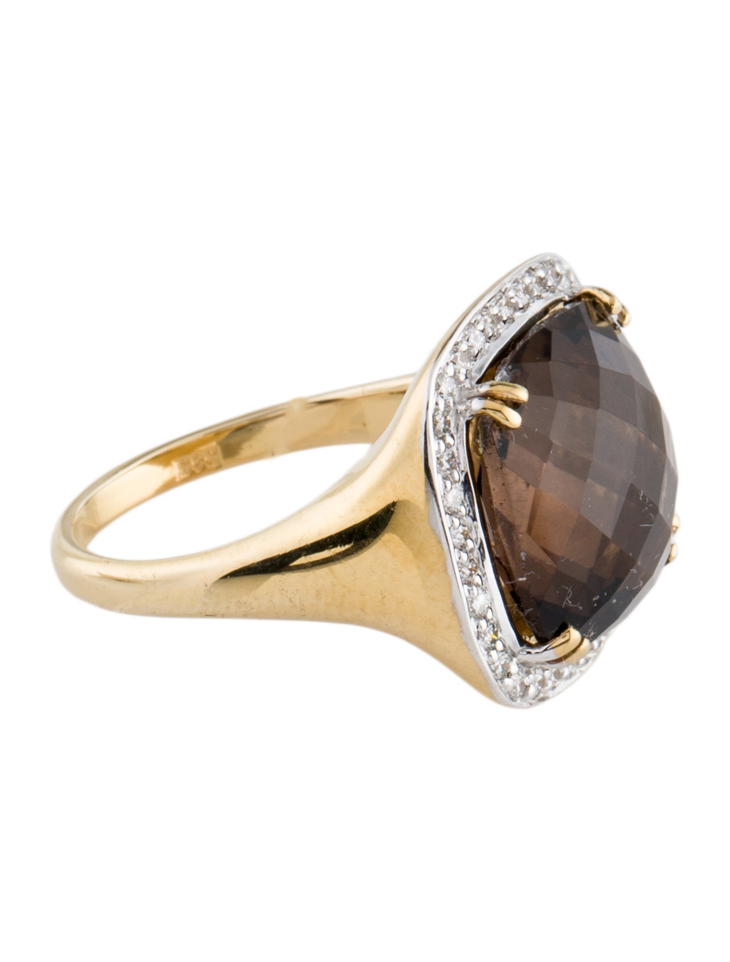 I. Reiss 14K Smoky Quartz & Diamond Cocktail Ring