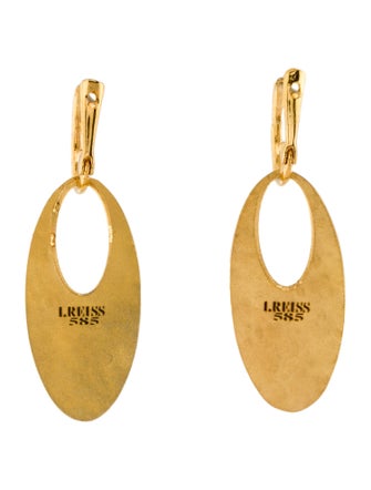 I. Reiss 14K Diamond Oval Drop Earrings