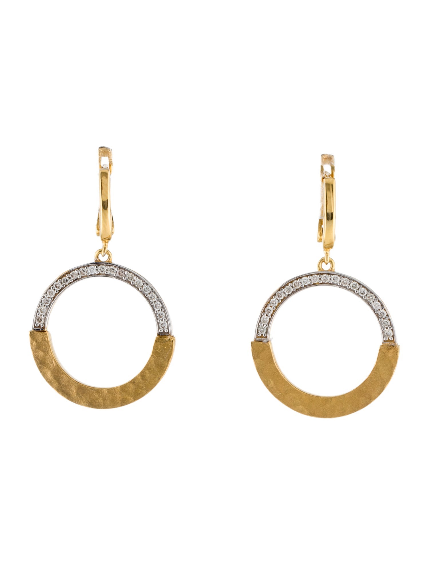 I. Reiss 14K Diamond Open Circle Drop Earrings