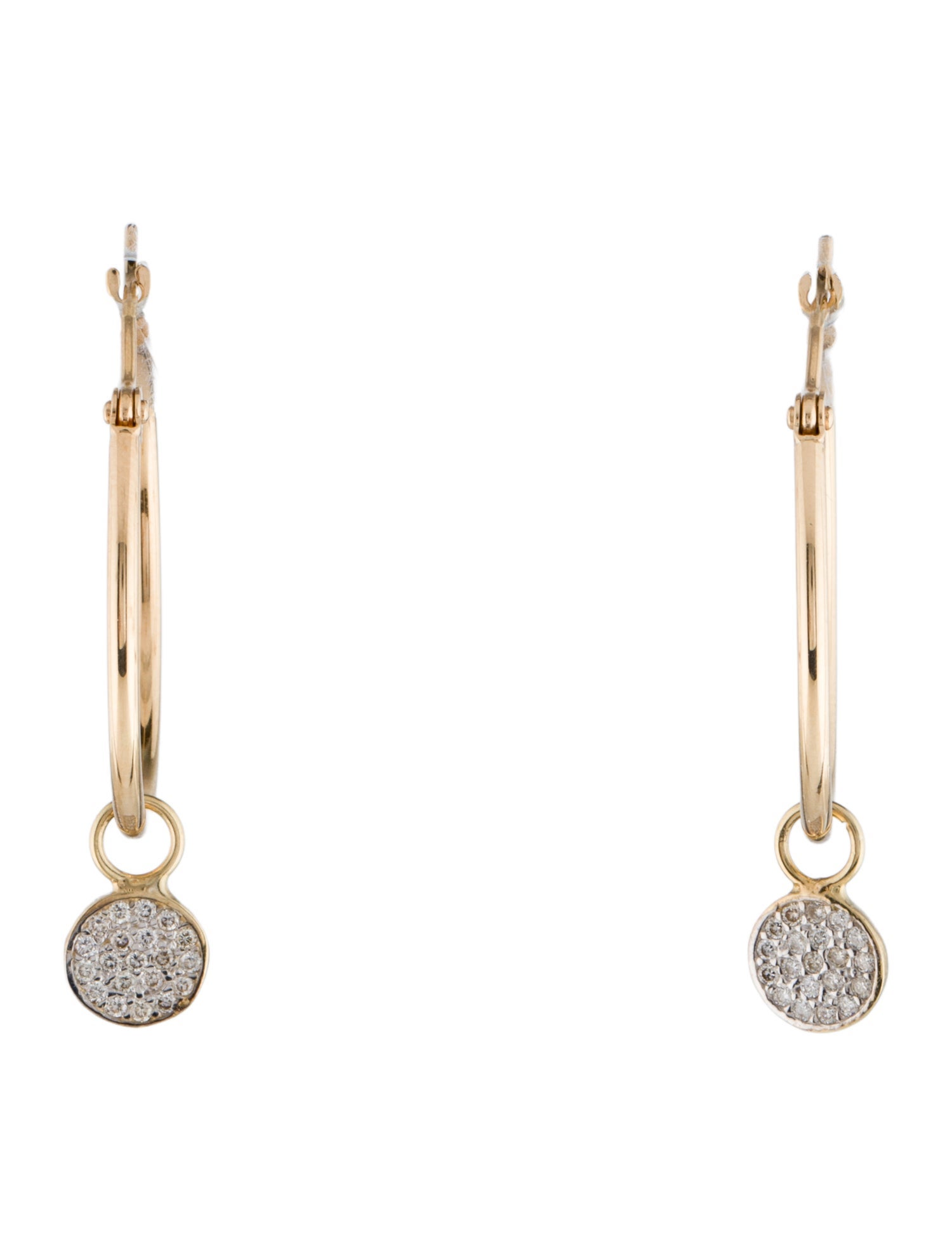 I. Reiss 14K Diamond Round Charm Hoop Earrings
