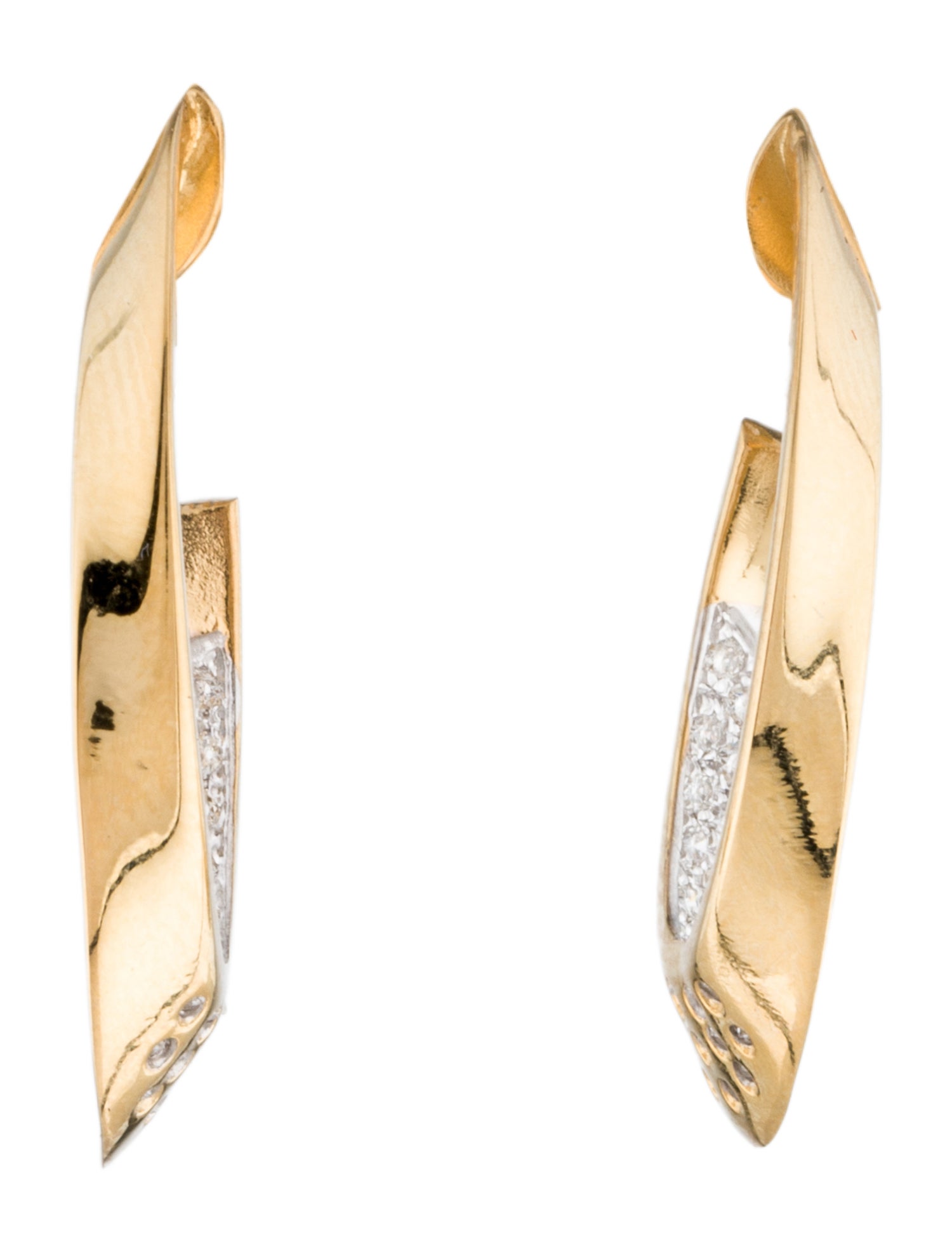 I. Reiss 14K Diamond Curved C Drop Earrings