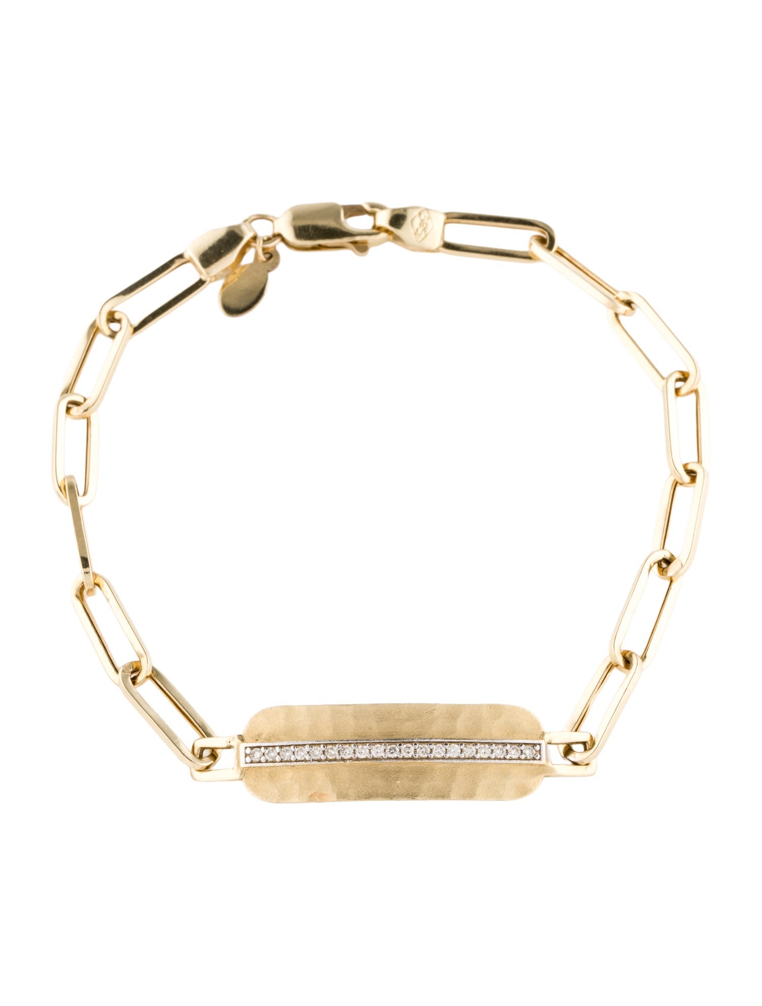 I. Reiss 14K Diamond Dog Tag Open Link Bracelet