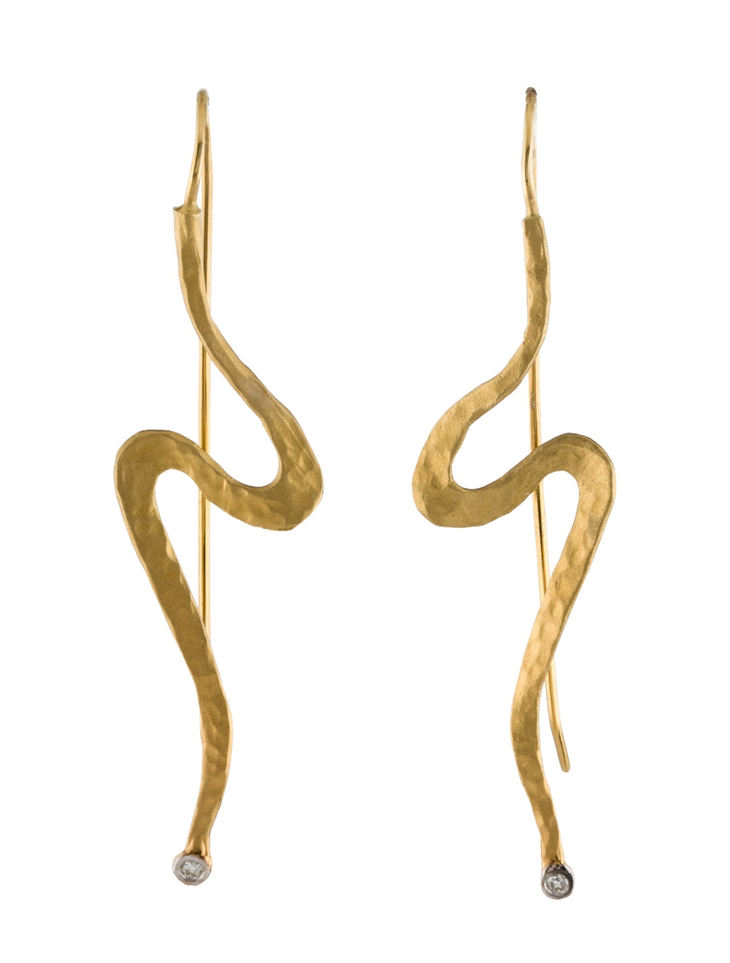 I. Reiss 14K Diamond Matte & Hammer Finished Wavy Drop Earrings