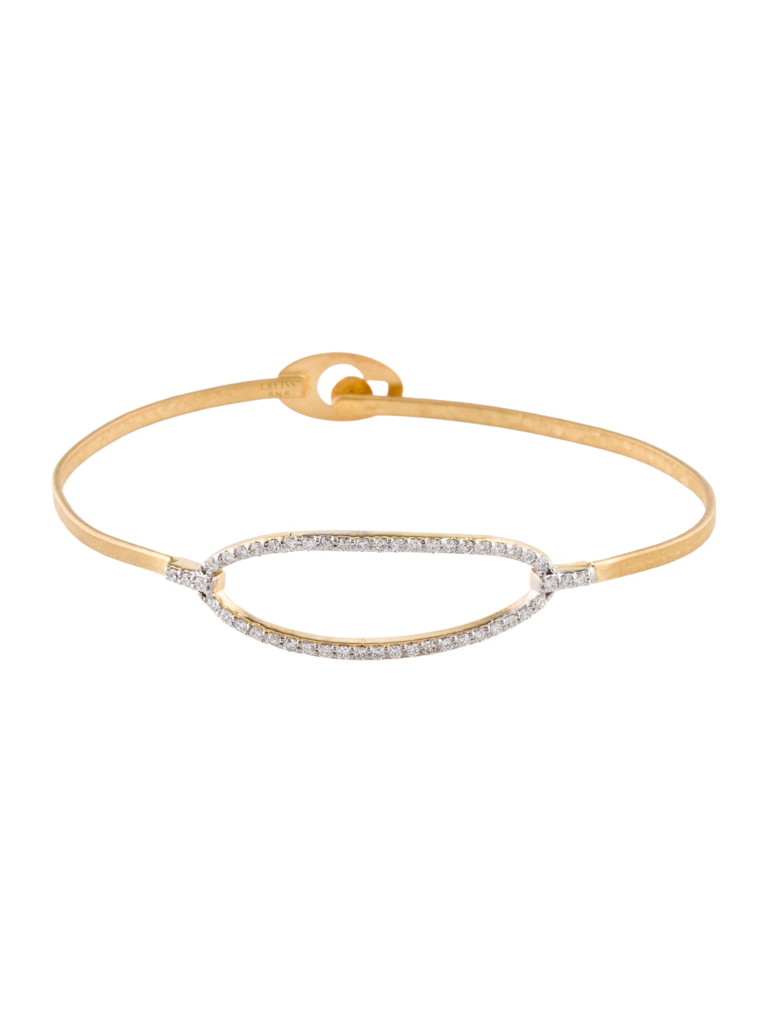 I. Reiss 14K Diamond Open Oval Station Bangle Bracelet