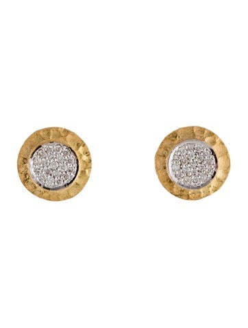 Pre-owned I. Reiss 14k Diamond Hammer-finished Stud Earrings In Multi