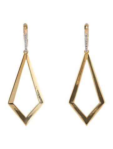 Pre-owned I. Reiss 14k Diamond Drop Earrings In Multi