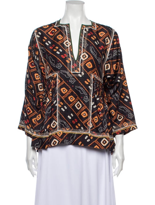 Isabel Marant Silk Printed Blouse Orange