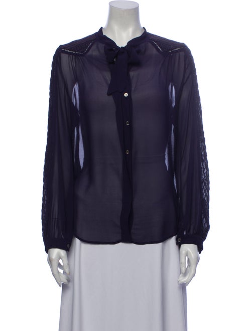 Isabel Marant Silk Long Sleeve Button-Up Top Purpl