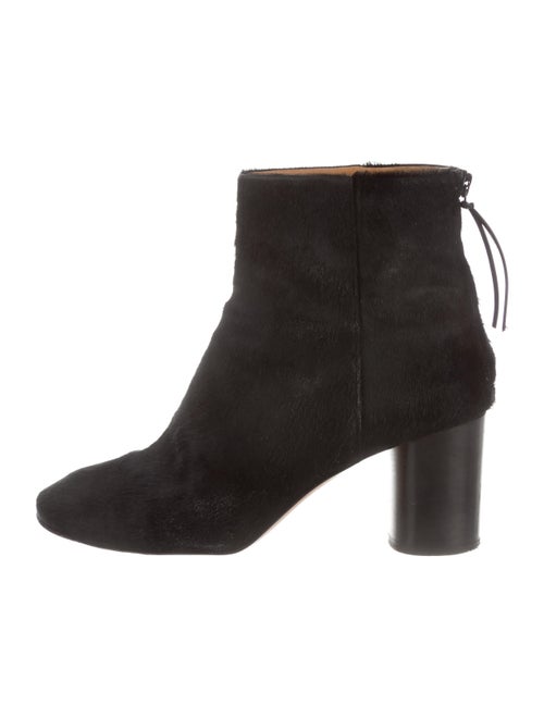 Isabel Marant Ponyhair Square-Toe Ankle Boots Blac