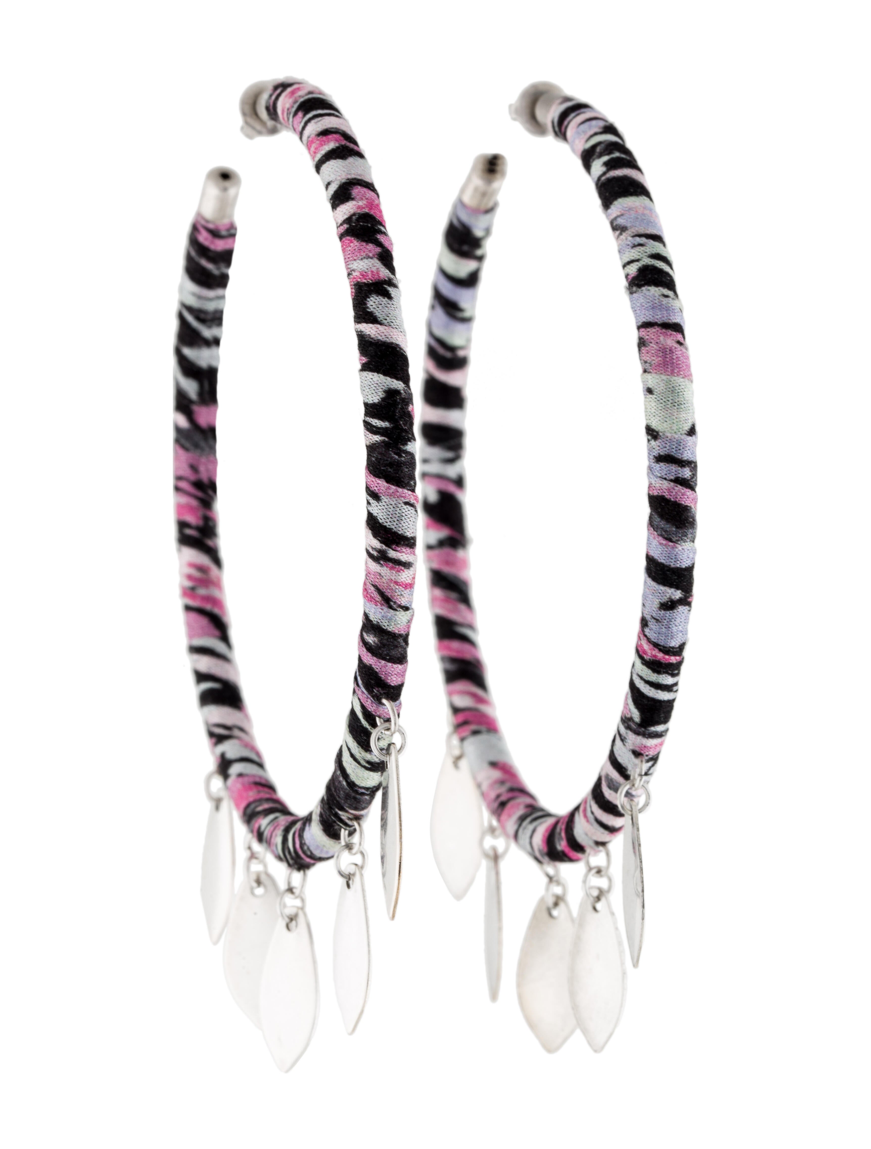 Isabel Marant Faded Night Silk Wrapped Hoop Earrings