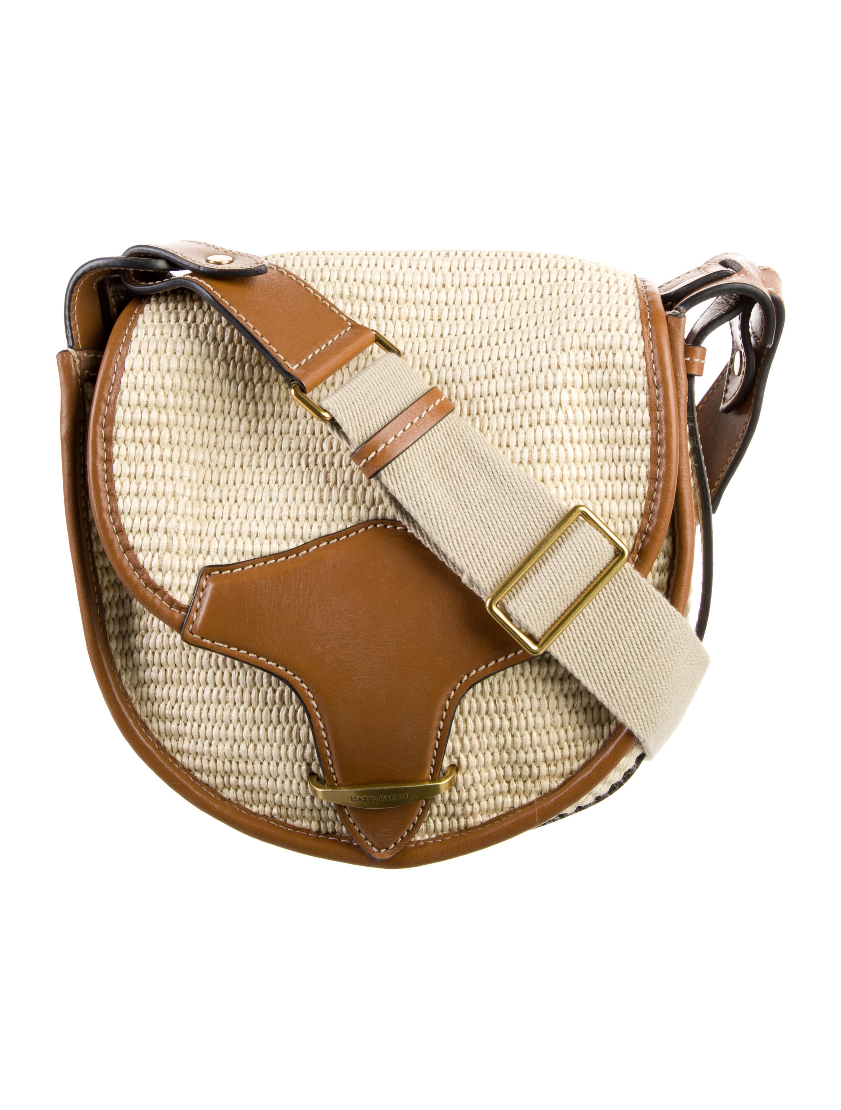 Isabel Marant Leather Trimmed Crossbody Bag Neutrals Crossbody Bags, Handbags ISA149666