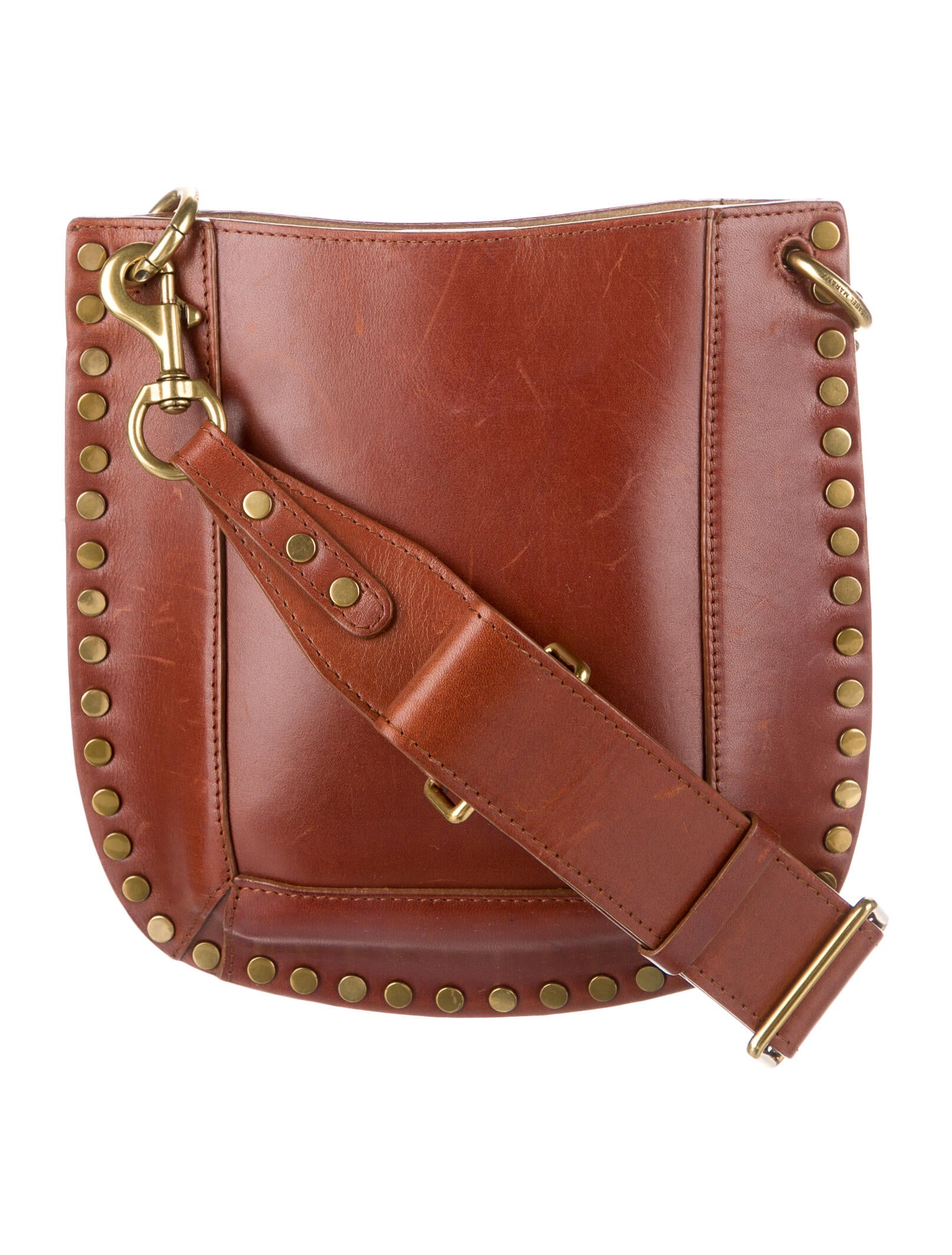 Isabel Marant Studded Leather Crossbody Bag Brown Crossbody Bags, Handbags ISA150875 The