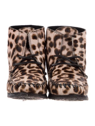 Isabel Marant Leather Animal Print Lace-Up Boots