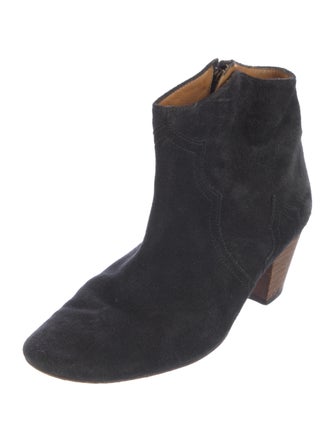 Isabel Marant Suede Whipstitch Trim Western Boots