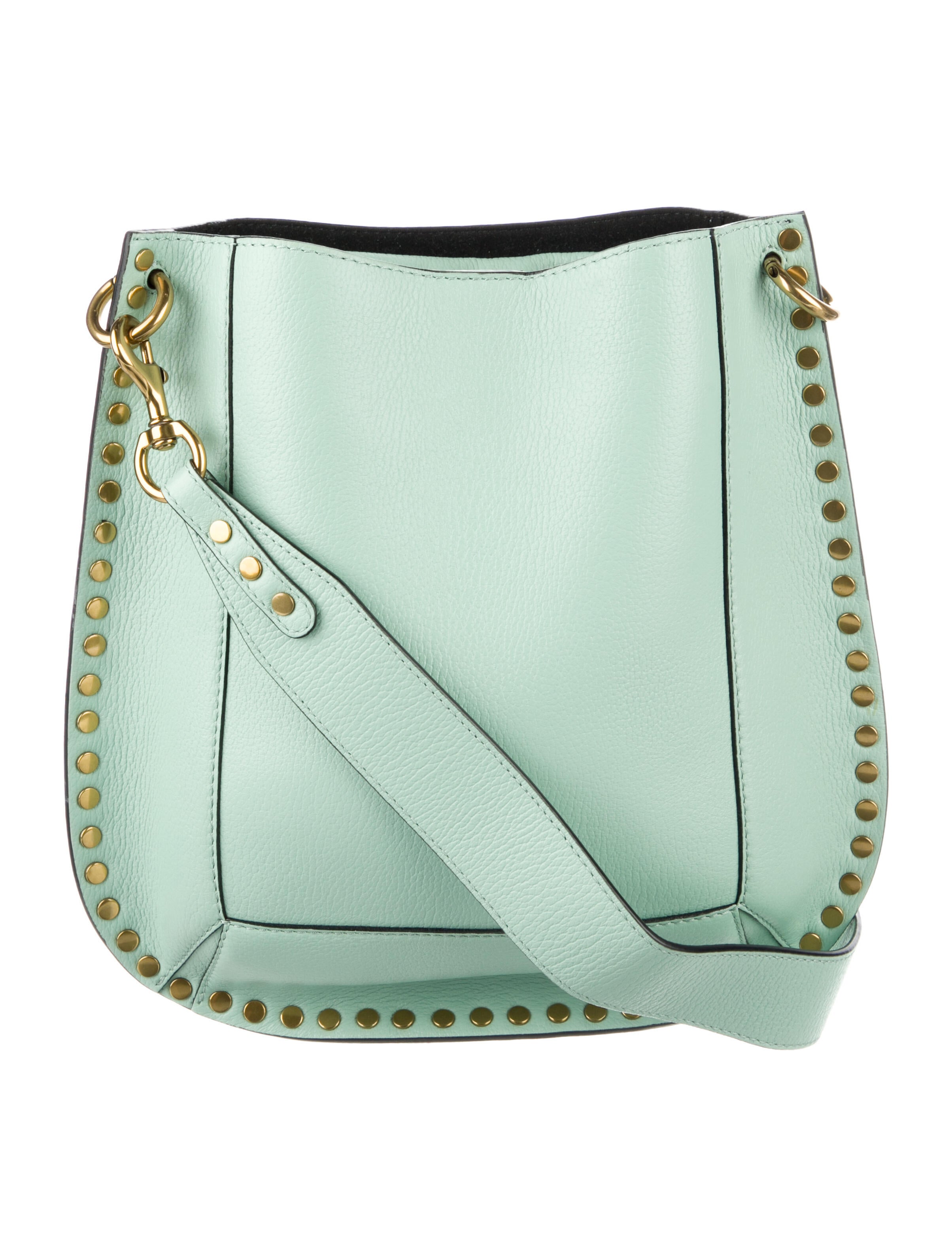 Isabel Marant Leather Studded Crossbody Bag Green Crossbody Bags, Handbags ISA166483 The
