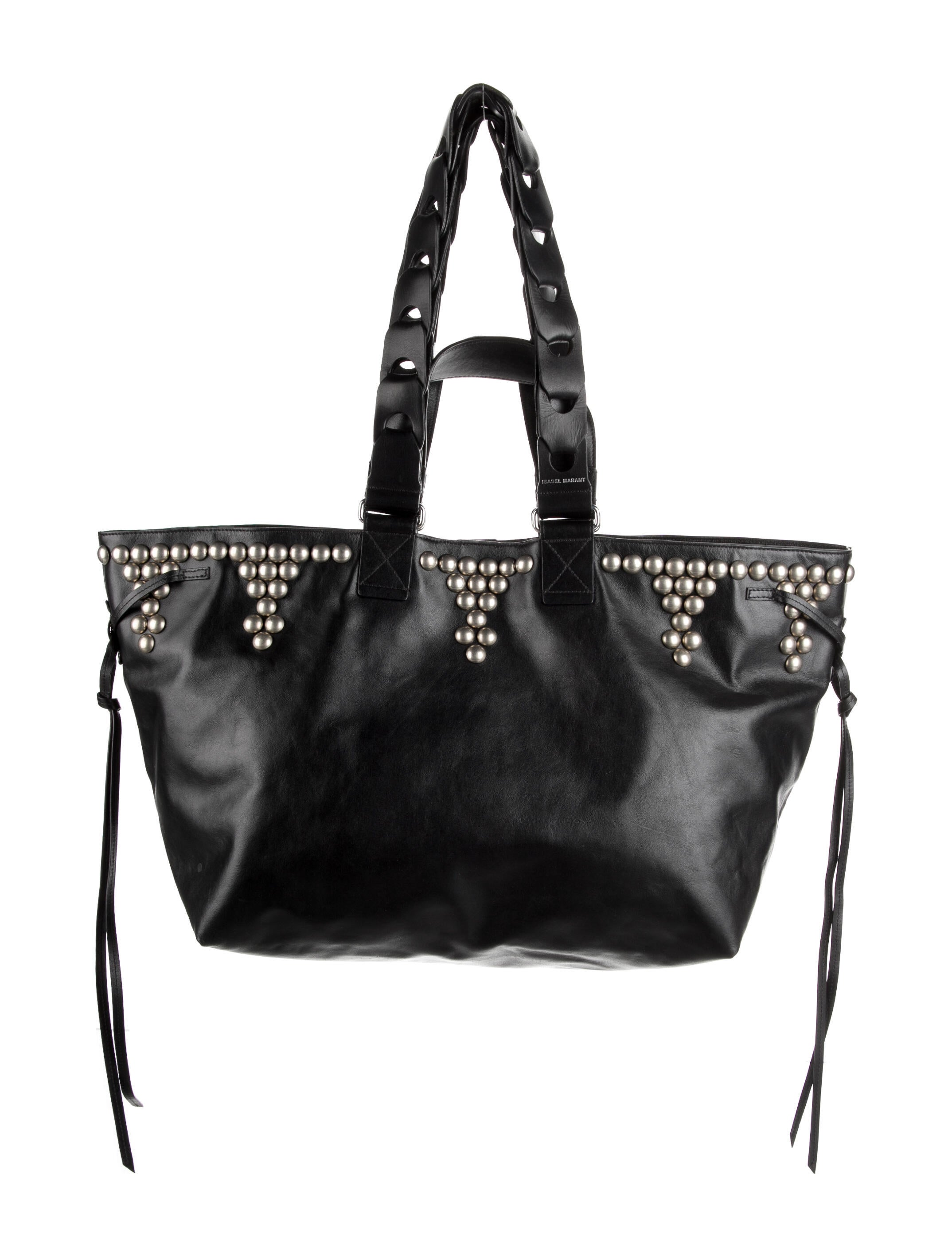 Isabel Marant Leather Trimmed Tote Bag Black Totes, Handbags
