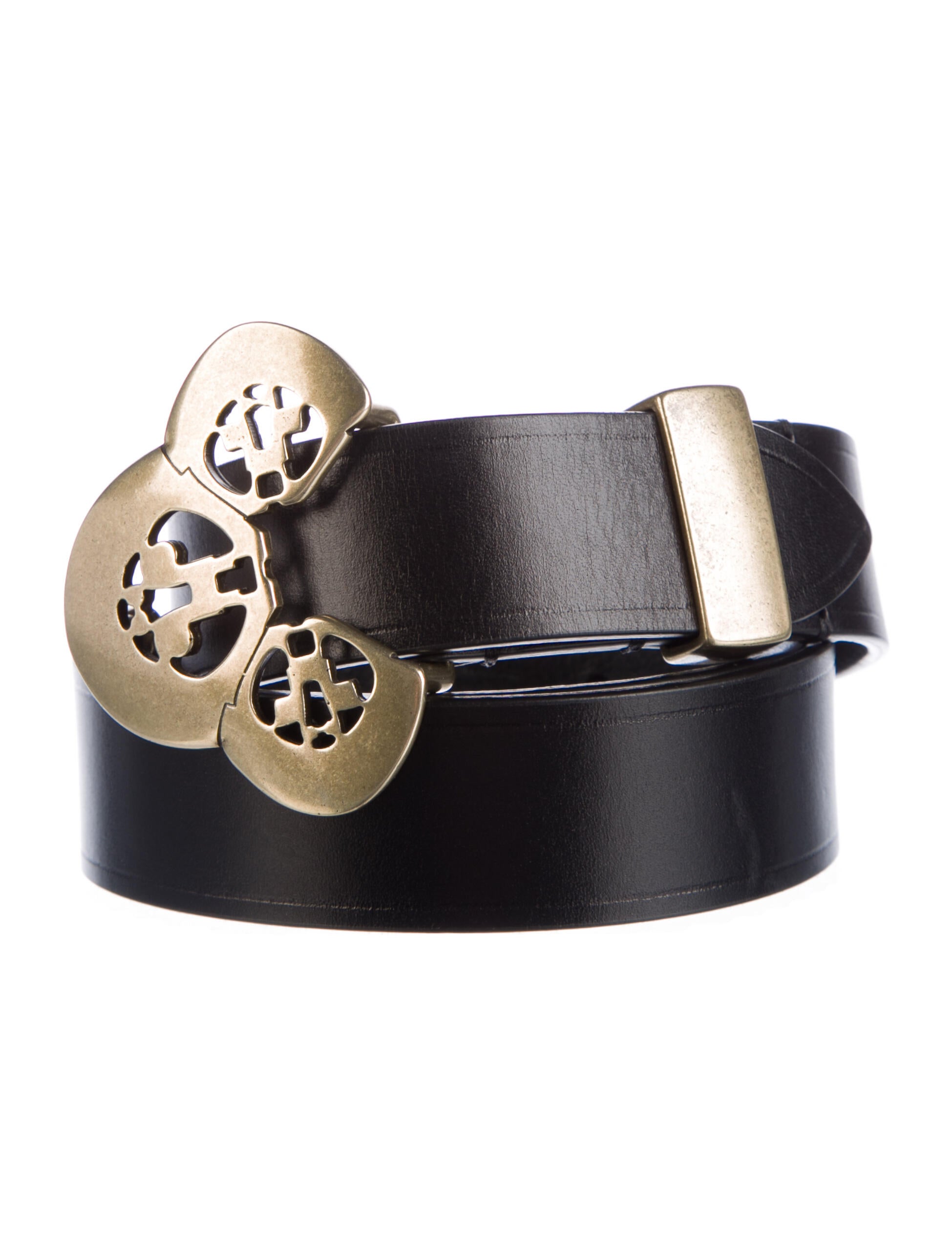 Isabel Marant Leather Cutout Accent Belt Black Belts, Accessories