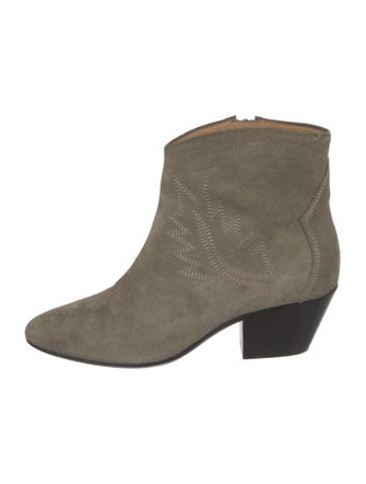 Isabel Marant Suede Embroidered Accent Western Boots