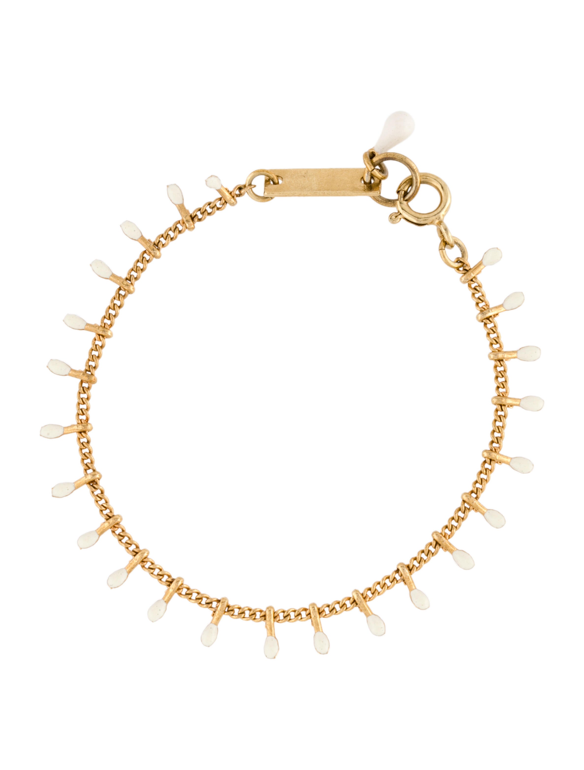 Isabel Marant Casablanca Enamel Bracelet - White, Gold-Tone