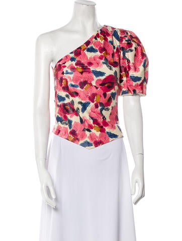 Isabel Marant Tops Lamb Leather Floral Print Crop Top Us2, Fr34 | XS