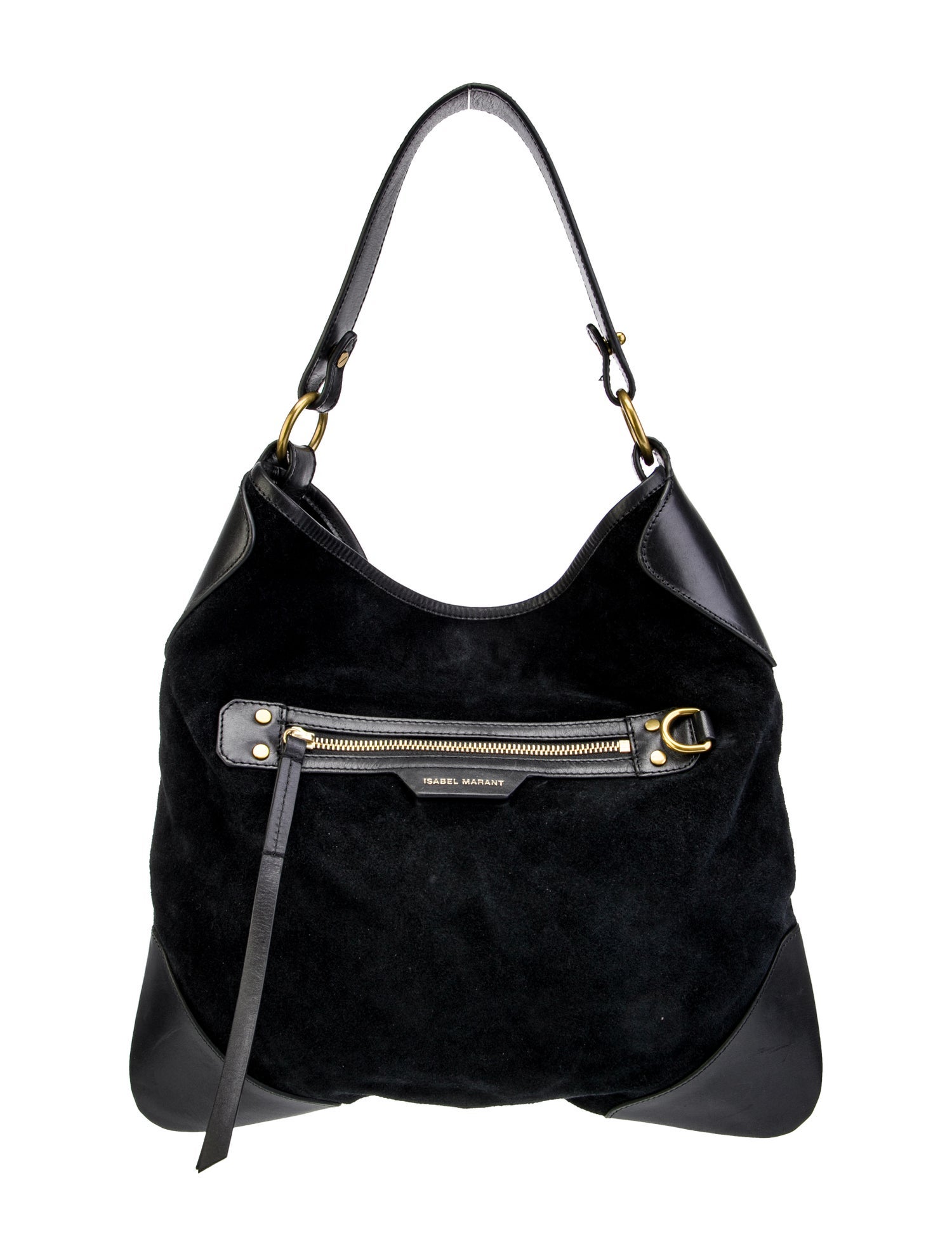 Isabel Marant Amuko Suede LeatherTrimmed Shoulder Bag Black Shoulder