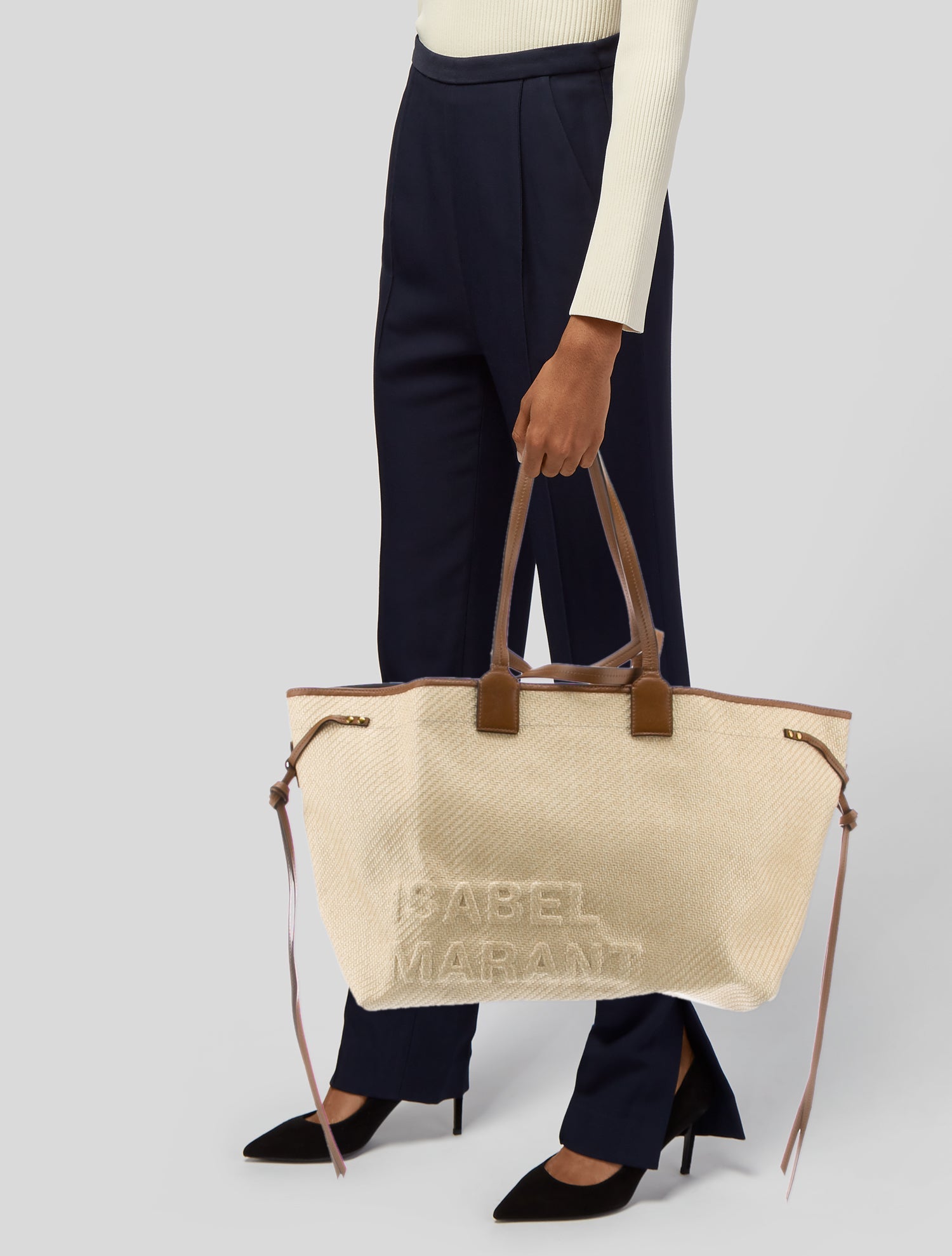 【関税&送料込】Isabel Marant Raffia Wardy Travel Bag Isabel Marant Wardy Leather-Trimmed Raffia Tote in Natural